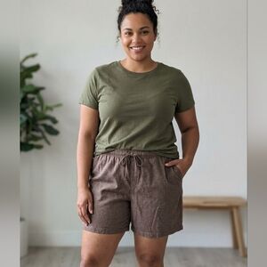 Old Navy Plus Size Brown Linen Cotton Jogger Shorts Size XXXL